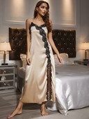 Ženska pidžama od svilenog satena, seksi sling, čipkana spavaćica, ljetna kućna odjeća, odijelo, spavaćica bez leđa, patchwork spavaćica, ljetna tkanina