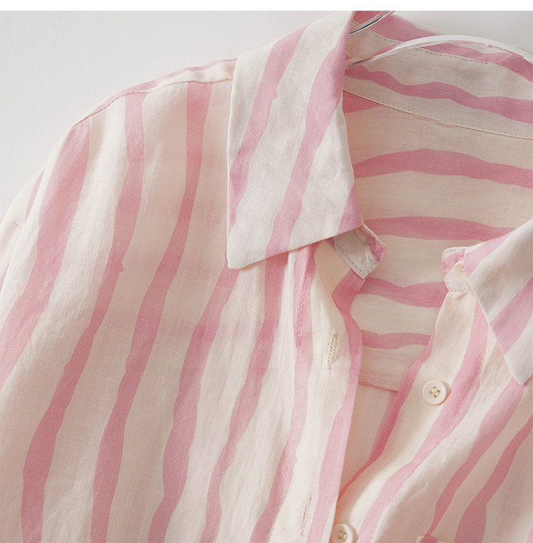 YCMYUNYAN Bluze cu dungi vintage pentru femei Cămașă pentru damă Nouă vară cu mâneci lungi Topuri Cămăși pentru femei din bumbac și in.