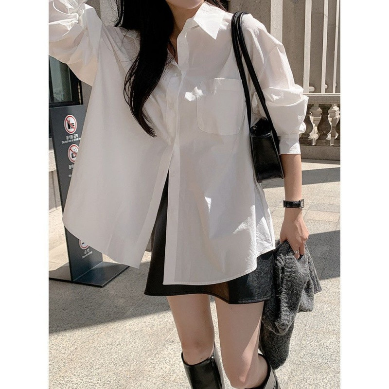 Sieviešu kreklu tops 2022. gada pavasarim un rudenim, jauns brīvs korejiešu stila dizains Sense Niche, daudzpusīgs rietumu stila iekšpuse ar garām piedurknēm S