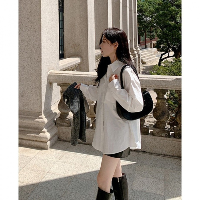 Sieviešu kreklu tops 2022. gada pavasarim un rudenim, jauns brīvs korejiešu stila dizains Sense Niche, daudzpusīgs rietumu stila iekšpuse ar garām piedurknēm S