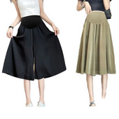 2024-es nyári kismama midi nadrágok menő szatén nadrágok magas derekú széles lábak terhes nő hasi rövidnadrágok terhességre vágott nadrágok