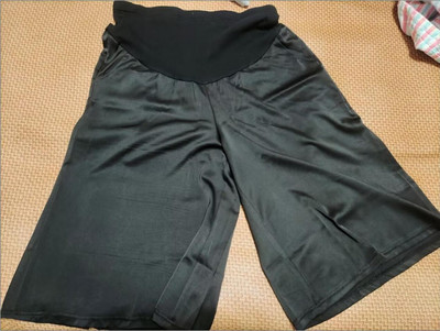 2024-es nyári kismama midi nadrágok menő szatén nadrágok magas derekú széles lábak terhes nő hasi rövidnadrágok terhességre vágott nadrágok