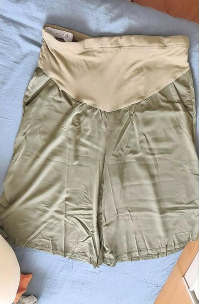 2024-es nyári kismama midi nadrágok menő szatén nadrágok magas derekú széles lábak terhes nő hasi rövidnadrágok terhességre vágott nadrágok