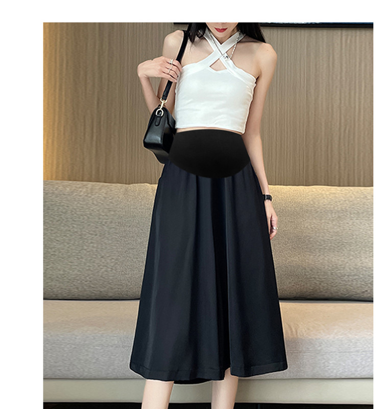 2024-es nyári kismama midi nadrágok menő szatén nadrágok magas derekú széles lábak terhes nő hasi rövidnadrágok terhességre vágott nadrágok