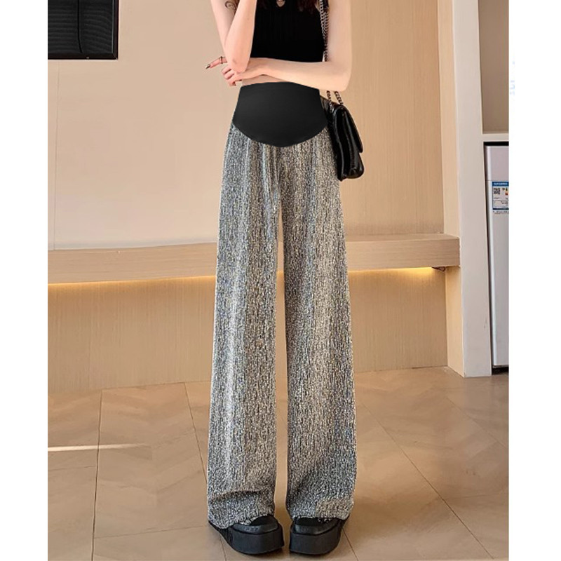 2024 kevadsuvi Kõrge vöökohaga rasedate spordipüksid Hot Diamond laia säärega püksid Maapikkusega raseda naise kõhupüksid helmestega