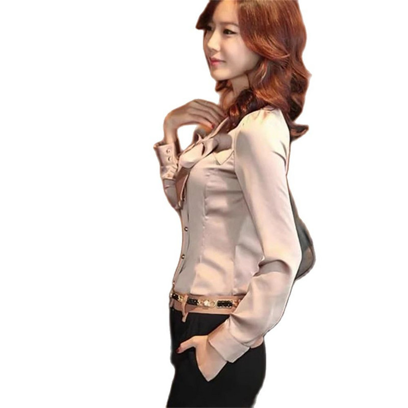 Sieviešu blūze ar pilnām piedurknēm Sieviešu jaka šifona krekli ar vienrindu topi Pavasara un rudens karstā izpārdošana