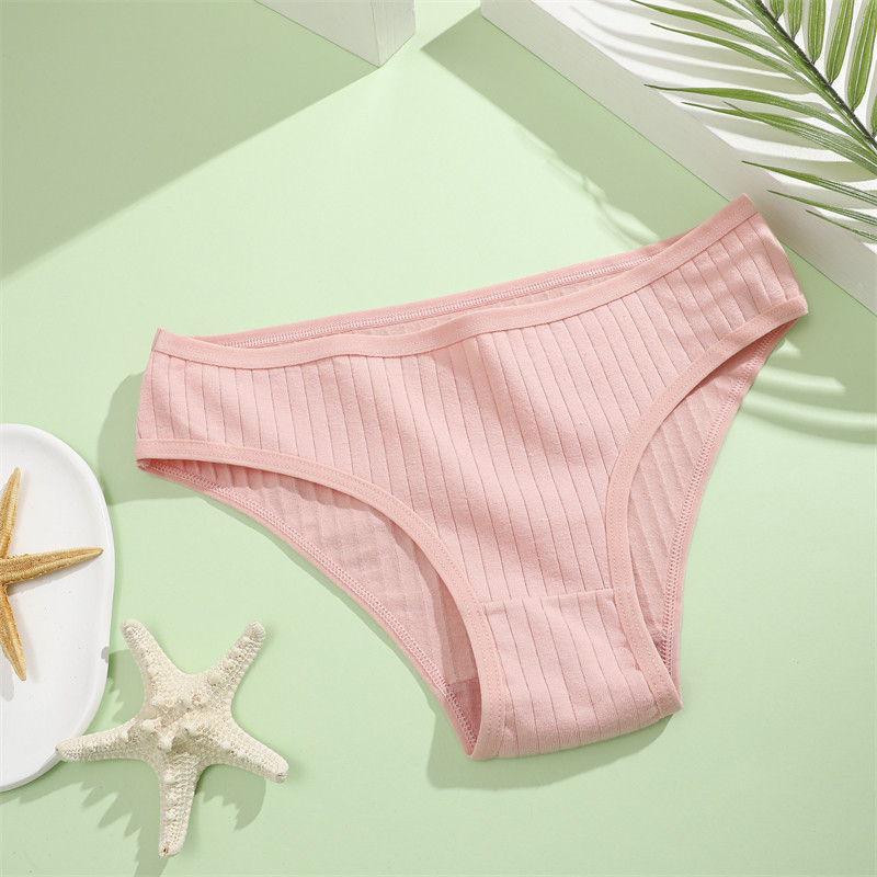 FINETOO 3GAB./SET Sieviešu kokvilnas rievotas, svītrainas apakšveļas sieviešu apakšbiksītes, seksīgas liela izmēra, īpaši elastīgas biksītes, mīksta apakšveļa S-7XL