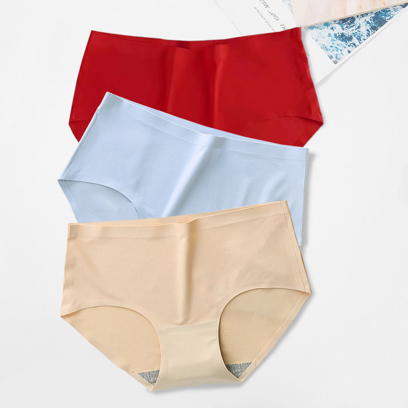 GICZI S-XXXXL Sieviešu lielizmēra biksītes Solid Ice Silk Bezšuvju apakšveļa Biksītes sievietēm Komforta apakšveļa Intīmas Biksītes 4XL