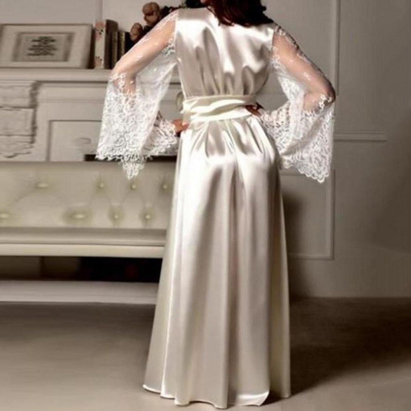 Seksikas siidist satiinist öökleit võrkkangast pingul vöökoht, paeltega naiste hommikumantel kardigan pesu naiste pitsiga pidžaamad magamisriided ööriided