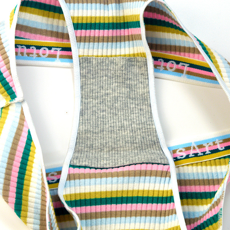 Naiste puuvillased madala vöökohaga aluspüksid Seksikad värvilised triibulised pesu aluspüksid S-XL stringid naiste kirjaga vöökoha aluspesu keermestatud aluspüksid