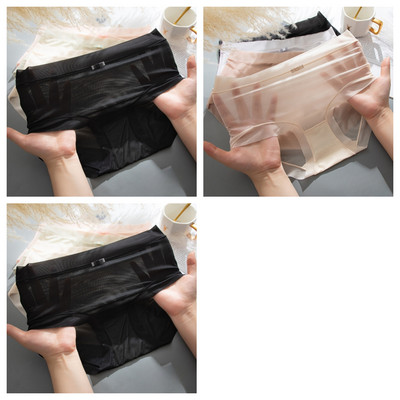 3 vnt. Moteriškos kelnaitės Seksualus apatinis trikotažas ledo šilko greitai džiūstančios kelnaitės Moteriški besiūliai apatiniai Vienspalvės apatinės kelnaitės Kietos kelnaitės