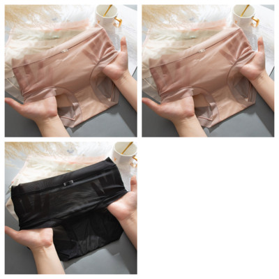 3 vnt. Moteriškos kelnaitės Seksualus apatinis trikotažas ledo šilko greitai džiūstančios kelnaitės Moteriški besiūliai apatiniai Vienspalvės apatinės kelnaitės Kietos kelnaitės