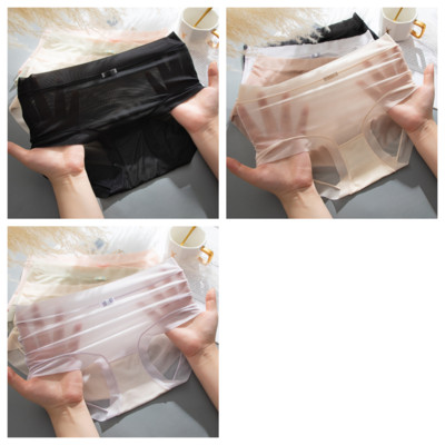 3 vnt. Moteriškos kelnaitės Seksualus apatinis trikotažas ledo šilko greitai džiūstančios kelnaitės Moteriški besiūliai apatiniai Vienspalvės apatinės kelnaitės Kietos kelnaitės