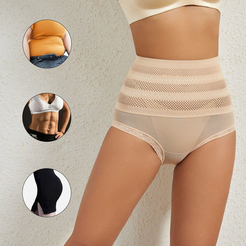 Chiloți de damă cu talie înaltă pentru femei, care slăbesc burta, cu ridicarea fundului, îmbrăcăminte de modelare, de culoare uni, din dantelă, lenjerie de corp pentru modelarea corpului.