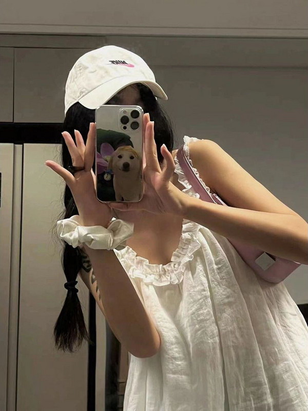 Ženske spavaćice bez rukava Bijele slatke volane Opuštene kućne vintage midi ležerne temperamentne ljetne nove korejske stilske ženske nježne