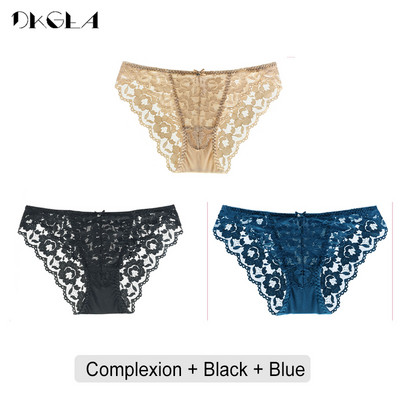 3 tk/partii Madala kõrgusega aluspüksid XL LMS Seksikas Aluspesu Lilla Sinine Must Naiste Aluspüksid Tikitud Pitspüksid Õõnes läbipaistev