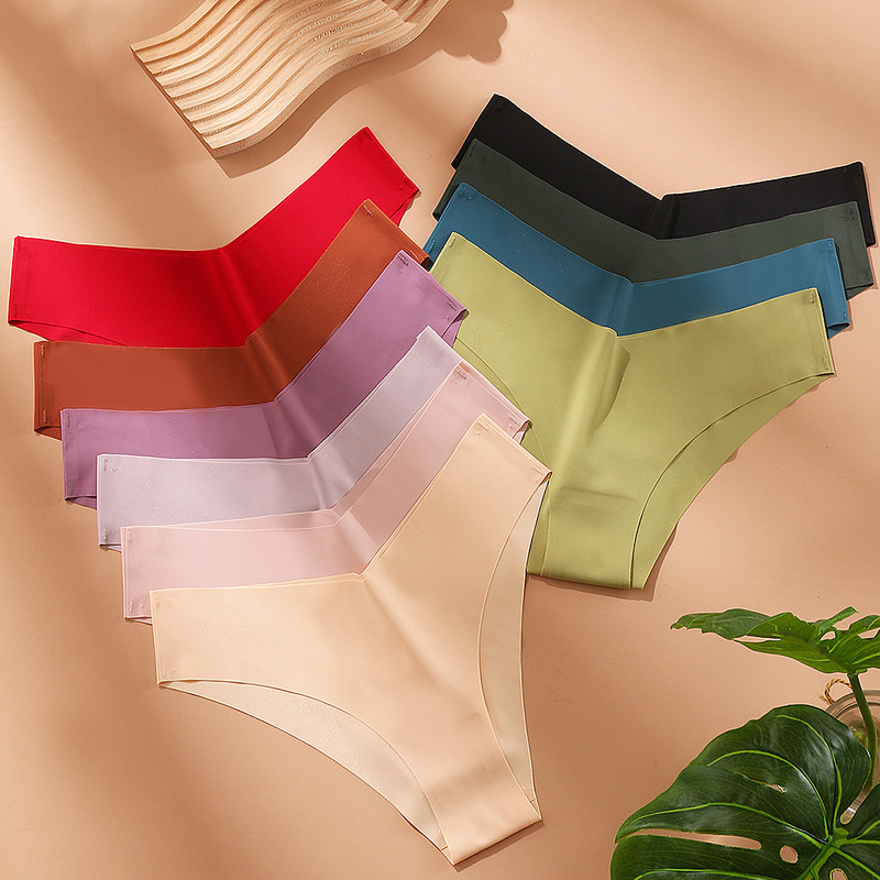 WarmSteps 6 tk/komplekt V-lõikeline seksikas naiste stringid aluspüksid, tavaline jääsiidist naiste pesu, intiimsed õmblusteta aluspesu püksid naistele