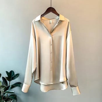 Офис дамски ризи и блузи Дамско горнище Есен Зима Корейски копчета с дълъг ръкав Елегантност Сладки ежедневни летни модни ризи