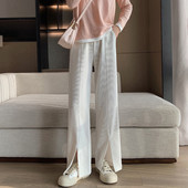 2023-as tavaszi, hosszú bő terhes női alkalmi nadrág zsebekkel elöl osztott, magas derekú kismama csizma vágott terhességi nadrág