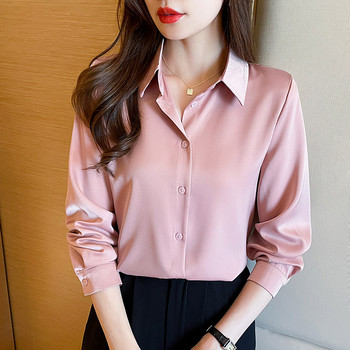Дамски блузи Професионална риза Едноцветна елегантна модна блуза Пролетна нова бизнес ежедневна риза против бръчки, която не се глади