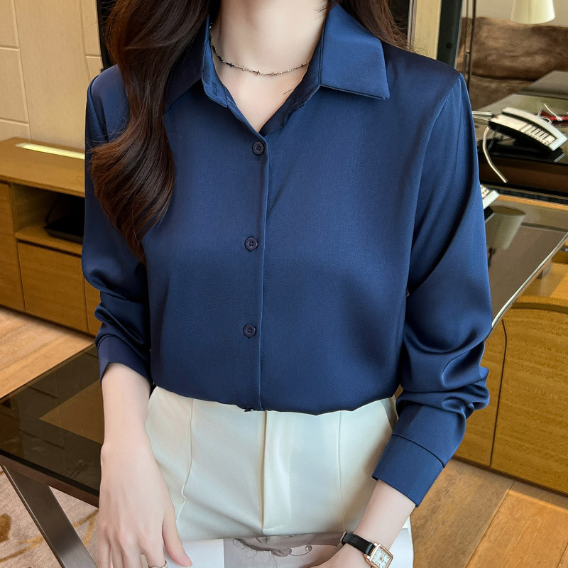 Női felsők Professzionális ing szolid elegáns divat blúz tavaszi új, nem vasalható ránctalanító üzleti alkalmi ing