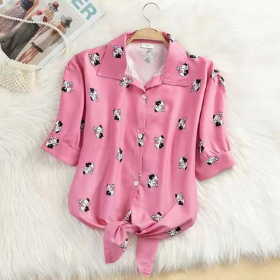 Polikróm női blúz ing Nyári ünnep bő, rövid ujjú, alkalmi felsők és új, nagyméretű blúzok Női bluz 4xl felsők