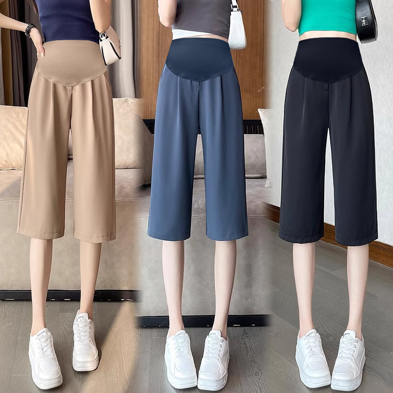 Suvemood Rasedate puuvillased linased püksid õhukesed kõrge vöökohaga püksid rase naine kärbitud püksid rasedus Capris pidulikud püksid