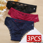 3Gb/komplekts Seksīga sieviešu apakšveļa ar puķainu mežģīņu biksītes ar zemu vidukli sieviešu apakšbikses dobas mežģīņu biksītes caurspīdīgas biksītes M-2XL