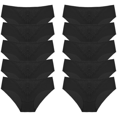 BZEL 10 tk/komplekt naiste aluspüksid peen, magus pits aluspesu Seksikas pesu siidist satiinist püksikud, mugav hingav aluspüks