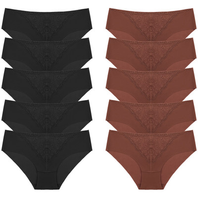 BZEL 10 tk/komplekt naiste aluspüksid peen, magus pits aluspesu Seksikas pesu siidist satiinist püksikud, mugav hingav aluspüks