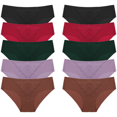 BZEL 10 tk/komplekt naiste aluspüksid peen, magus pits aluspesu Seksikas pesu siidist satiinist püksikud, mugav hingav aluspüks