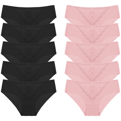 BZEL 10 tk/komplekt naiste aluspüksid peen, magus pits aluspesu Seksikas pesu siidist satiinist püksikud, mugav hingav aluspüks