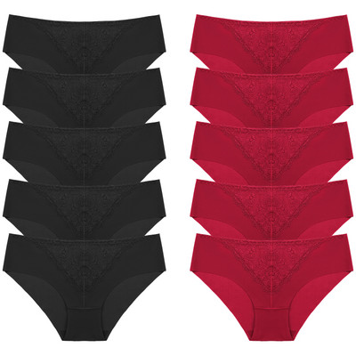 BZEL 10 tk/komplekt naiste aluspüksid peen, magus pits aluspesu Seksikas pesu siidist satiinist püksikud, mugav hingav aluspüks