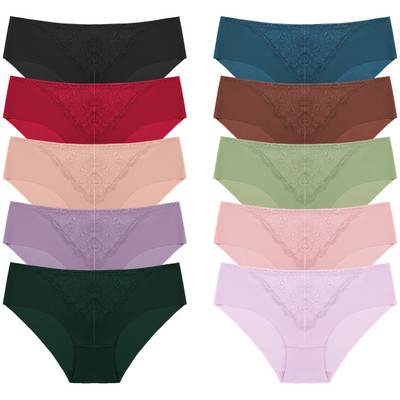 BZEL 10 tk/komplekt naiste aluspüksid peen, magus pits aluspesu Seksikas pesu siidist satiinist püksikud, mugav hingav aluspüks
