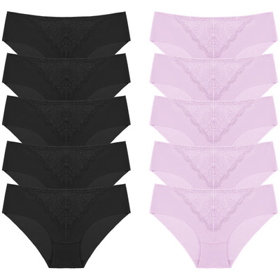 BZEL 10 tk/komplekt naiste aluspüksid peen, magus pits aluspesu Seksikas pesu siidist satiinist püksikud, mugav hingav aluspüks