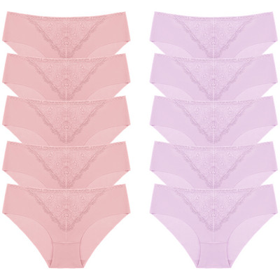 BZEL 10 tk/komplekt naiste aluspüksid peen, magus pits aluspesu Seksikas pesu siidist satiinist püksikud, mugav hingav aluspüks