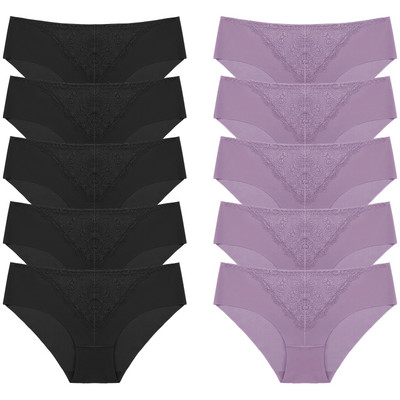 BZEL 10 tk/komplekt naiste aluspüksid peen, magus pits aluspesu Seksikas pesu siidist satiinist püksikud, mugav hingav aluspüks
