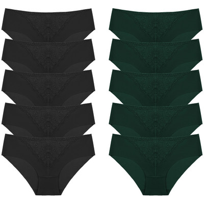 BZEL 10 tk/komplekt naiste aluspüksid peen, magus pits aluspesu Seksikas pesu siidist satiinist püksikud, mugav hingav aluspüks