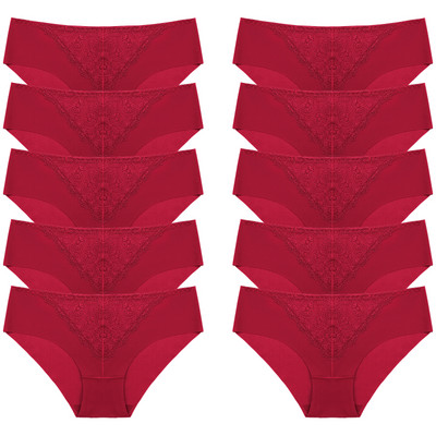 BZEL 10 tk/komplekt naiste aluspüksid peen, magus pits aluspesu Seksikas pesu siidist satiinist püksikud, mugav hingav aluspüks