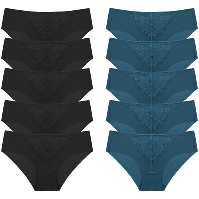 BZEL 10 tk/komplekt naiste aluspüksid peen, magus pits aluspesu Seksikas pesu siidist satiinist püksikud, mugav hingav aluspüks