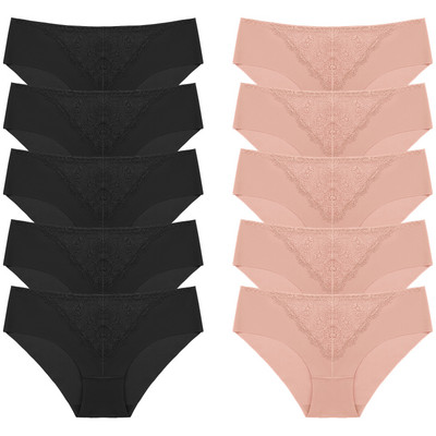 BZEL 10 tk/komplekt naiste aluspüksid peen, magus pits aluspesu Seksikas pesu siidist satiinist püksikud, mugav hingav aluspüks
