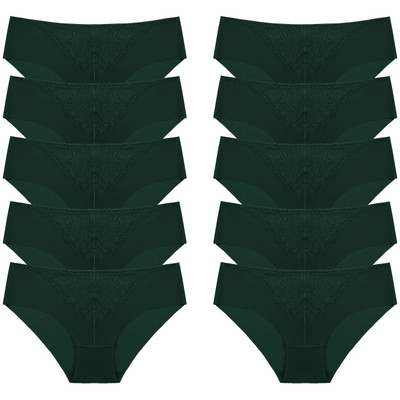 BZEL 10 tk/komplekt naiste aluspüksid peen, magus pits aluspesu Seksikas pesu siidist satiinist püksikud, mugav hingav aluspüks