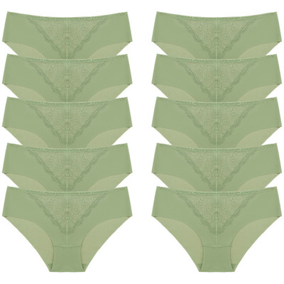 BZEL 10 tk/komplekt naiste aluspüksid peen, magus pits aluspesu Seksikas pesu siidist satiinist püksikud, mugav hingav aluspüks