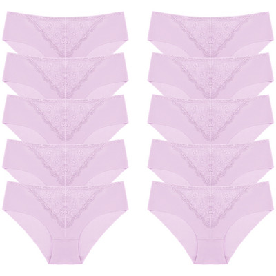 BZEL 10 tk/komplekt naiste aluspüksid peen, magus pits aluspesu Seksikas pesu siidist satiinist püksikud, mugav hingav aluspüks