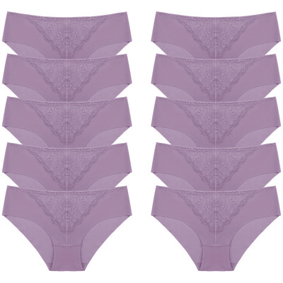 BZEL 10 tk/komplekt naiste aluspüksid peen, magus pits aluspesu Seksikas pesu siidist satiinist püksikud, mugav hingav aluspüks