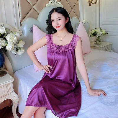 Vasaras sieviešu naktskrekls Jaunas līgavas kāzu mežģīnes Seksīga ledus zīda naktskrekls brīva liela izmēra simulācijas zīda naktskrekls mājas apkalpošana