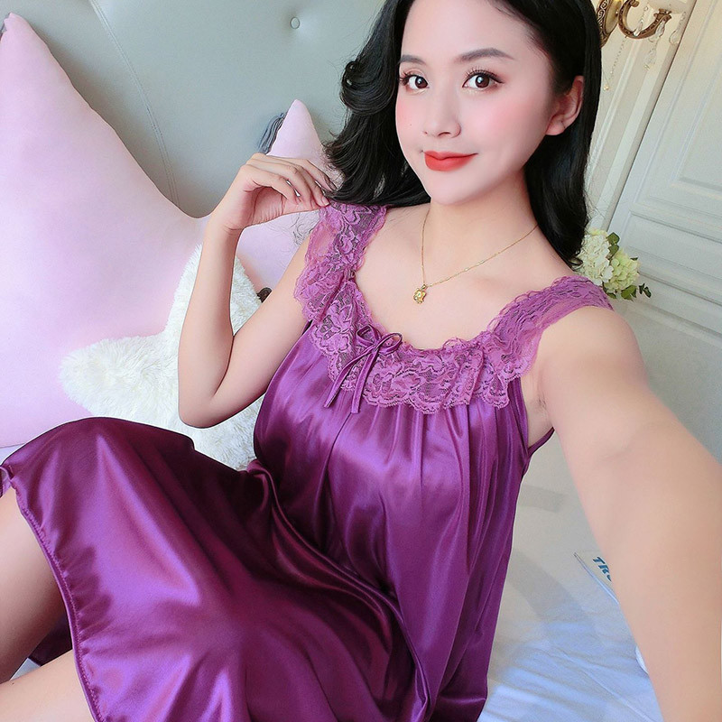 Vasaras sieviešu naktskrekls Jaunas līgavas kāzu mežģīnes Seksīga ledus zīda naktskrekls brīva liela izmēra simulācijas zīda naktskrekls mājas apkalpošana