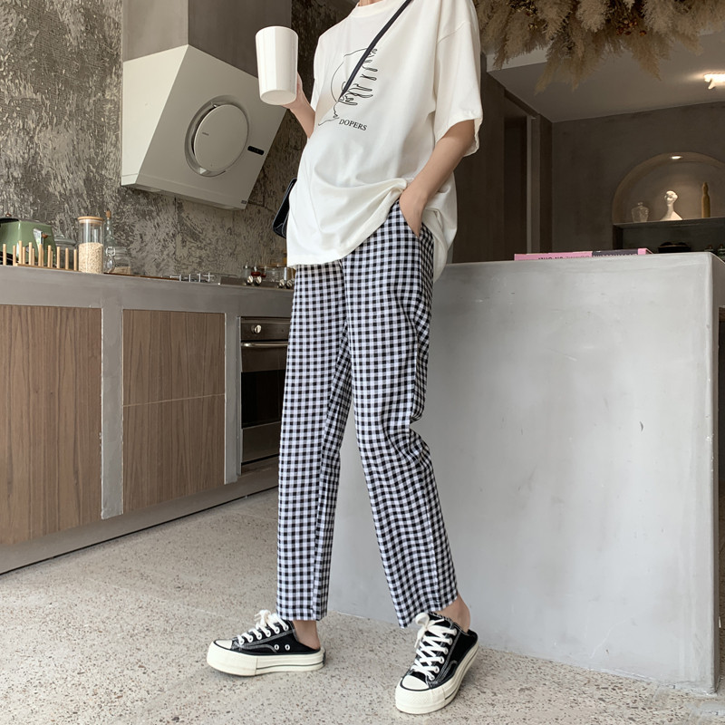 Vékony nyári kismama kockás nadrág, magas derekú, állítható, terhes nő impregnált nadrág Divat Terhesség Haren nadrág nagykereskedés