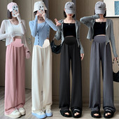 2024, primăvară, vară, femei însărcinate, pantaloni cu burtă, pantaloni drepti de maternitate cu talie înaltă, haine de sarcină de mărime unică