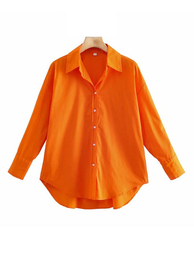 TRAF naiste moerõivad kontorirõivad lahtised popliinist soliidsed särgid, vintage pikkade varrukatega nööpidega vabaaja naiste pluusid pluusid šikid topid